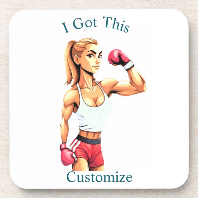 Porta-copo Boxeadora Feminina em Forma Thunder_Cove (Frente)