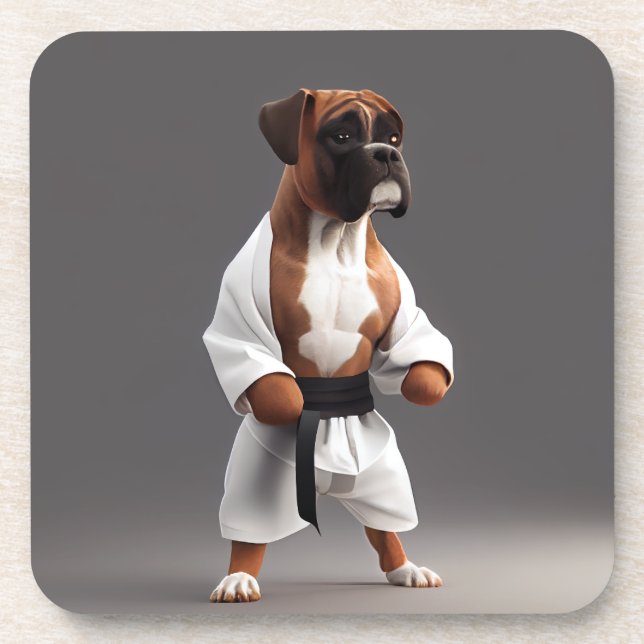 Porta-copo Boxer Dog Play Karate, Boxer Dog Karate Player (Frente)