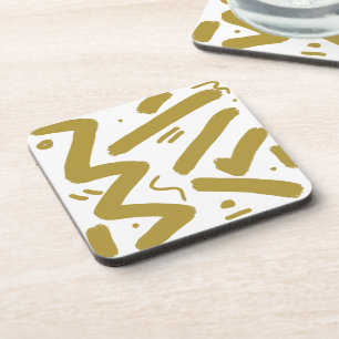 Porta-copo Branco Tribal e Dourado