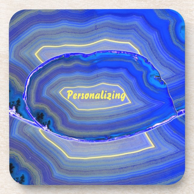 Porta-copo Bright Blue Polished Agate Slice 2 (Frente)