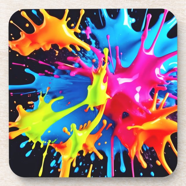 Porta-copo Bright Neon Splasps in Abstrato Art (Frente)