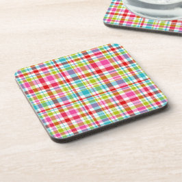 Porta-copo Bright Rainbow Plaid Checkered Pattern
