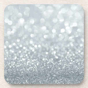 Porta-copo Brilho Prateado Branco Glamour Tendência Brilho