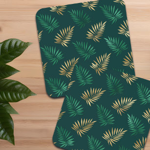Porta-copo Brilho verde e Dourado nas folhas tropicais