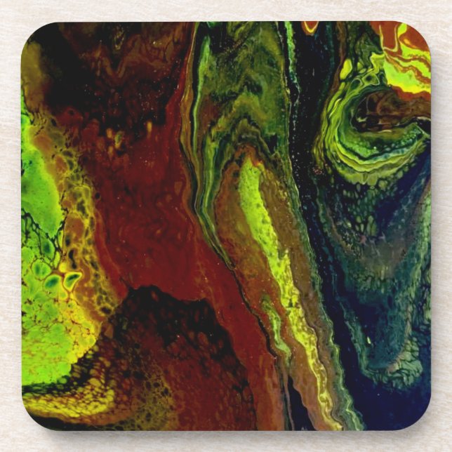 Porta-copo Brown, green, yellow pouring (Frente)