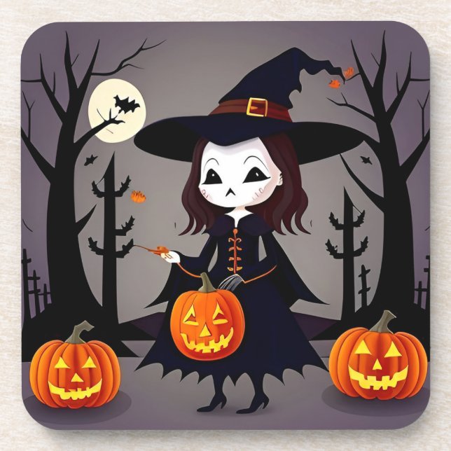 Porta-copo Bruxa de Halloween com Abóboras (Frente)