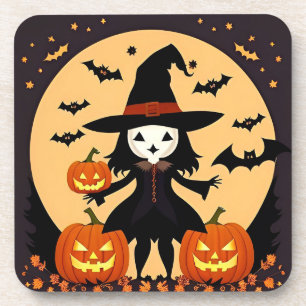 Porta-copo Bruxa de Halloween com Abóboras
