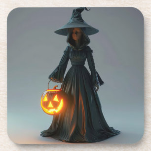 Porta-copo Bruxa segurando jack-o-lanterna