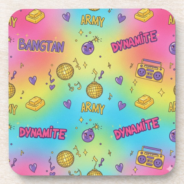 Porta-copo BTS Dynamite Disco Party Seamless Pattern (Frente)