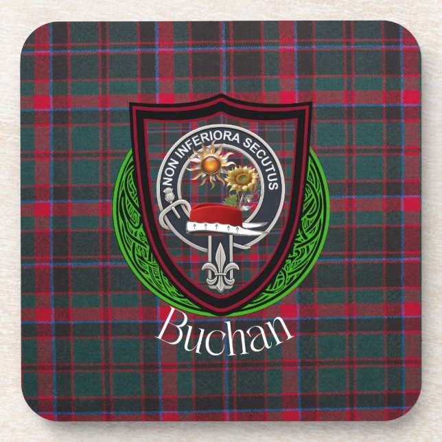Porta-copo Buchan Scottish Clan Tartan & Crest (Frente)