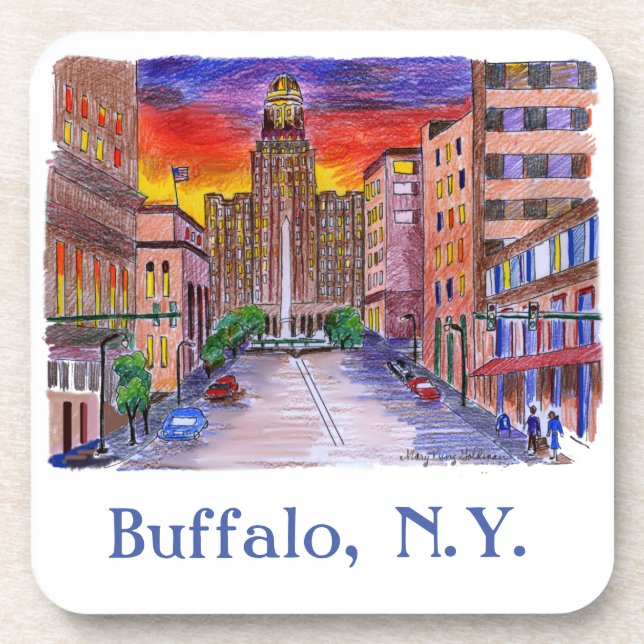 Porta-copo Buffalo NY Prefeitura Mary Kunz Goldman (Frente)