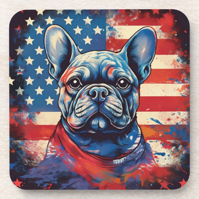 Porta-copo Buldogue Francês e Bandeira Americana Incomodada (Frente)