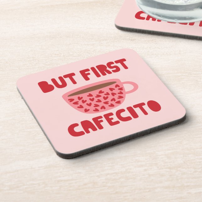 Porta-copo Bule de Café Rosa Mas Primeiro Coaster (Left Side)