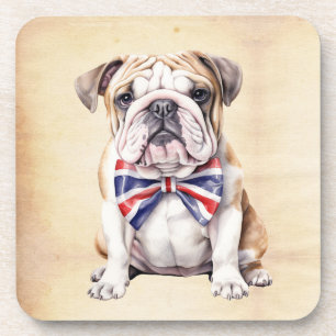 Porta-copo Bulldog Inglês com Gravata Borboleta Union Jack