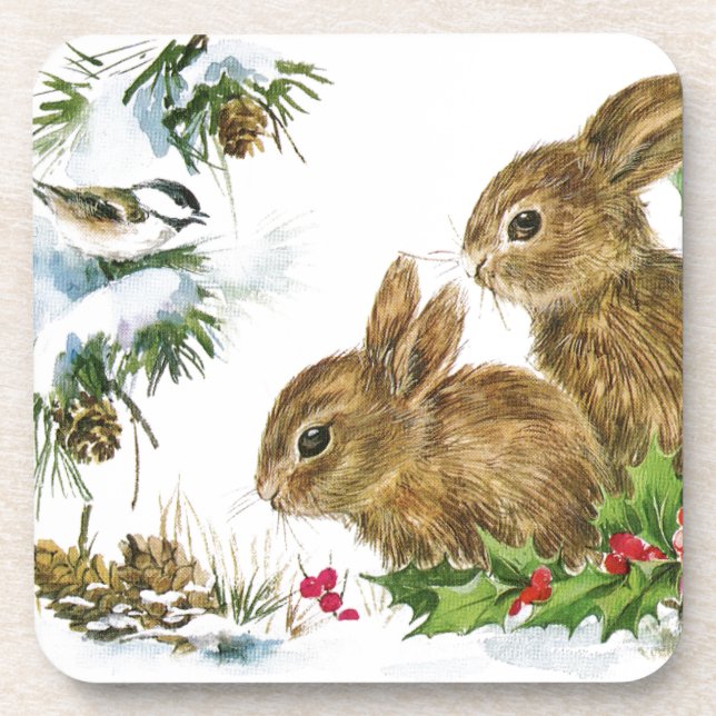 Porta-copo Bunnies e Bird Aproveitem a neve (Frente)