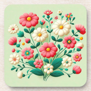 Porta-copo Buquê vibrante de flores 3d