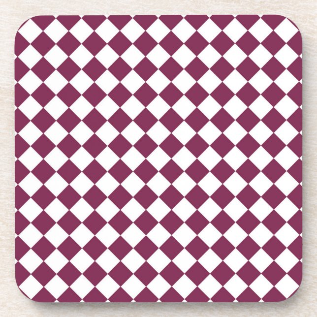 Porta-copo Burgundy White Checker Diamond Pattern (Frente)