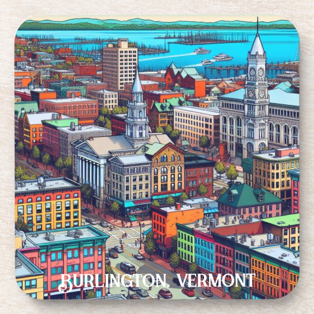Porta-copo Burlington, Arte de Estilo de Quadrinhos Vermont (Frente)