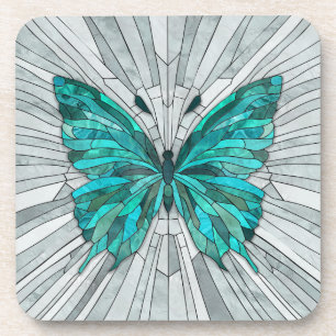 Porta-copo Butterfly Mosaic - Emerald Green e Cinzas