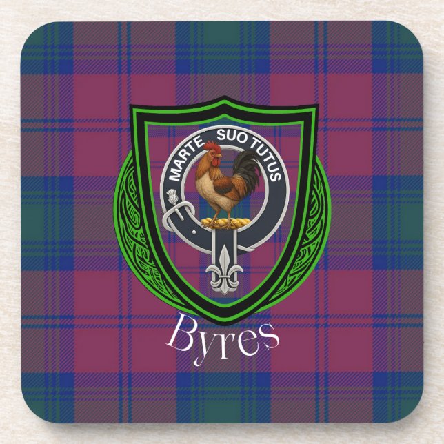 Porta-copo Byres Scottish Clan Tartan & Crest (Frente)