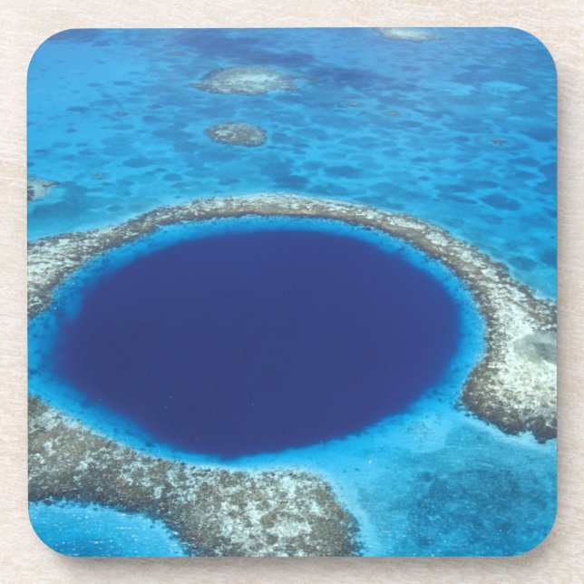 Porta-copo CA, Belize. Vista aérea do Blue Hole (diâmetro (Frente)