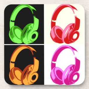 Porta-copo Cabeça de Pop de Arte com Fone de Ouvido de Quatro