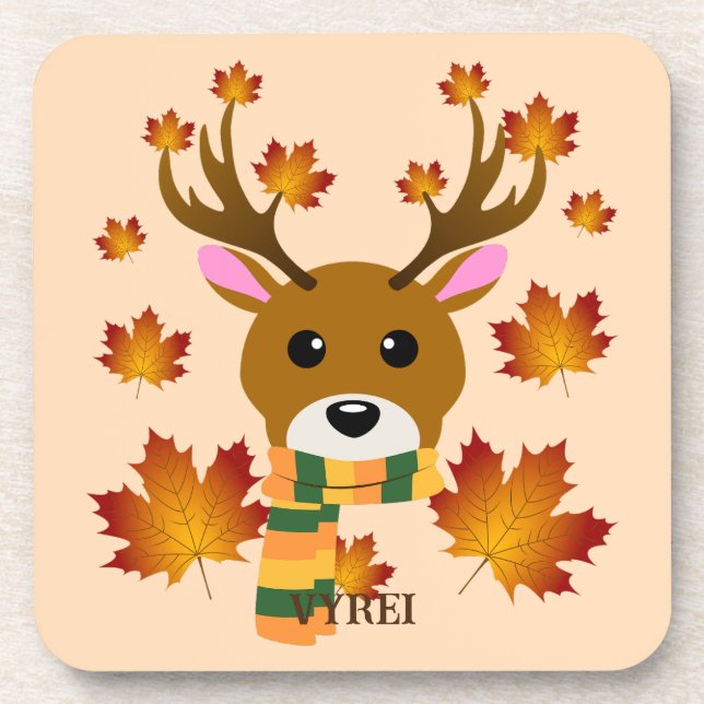 Porta-copo Cachecol de Outono Veado Folhas de Bordo (Frente)