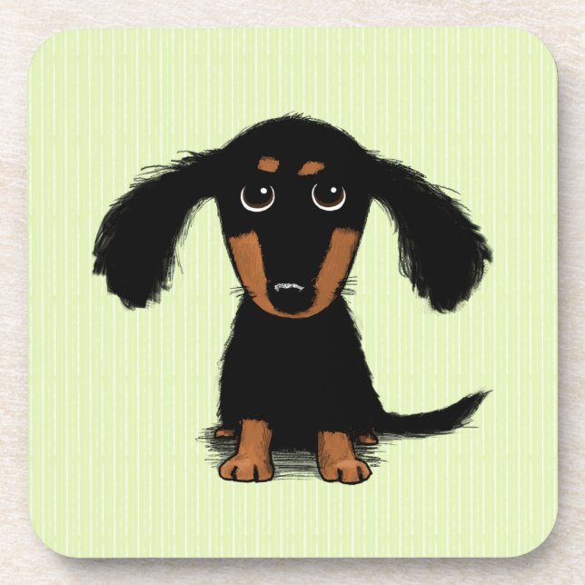 Porta-copo Cachorrinho Dachshund Fofo de Cabelo Comprido (Frente)