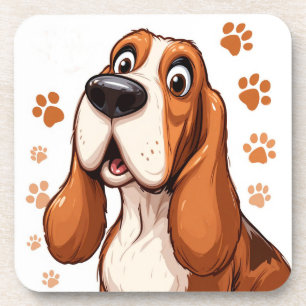 Porta-copo Cachorro Basset Alegre com Impressões de Pata Lara