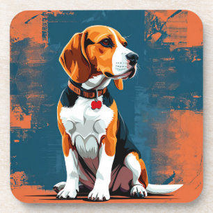 Porta-copo Cachorro Beagle em Fundo Abstrato