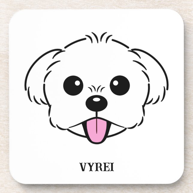 Porta-copo Cachorro Branco Bichon Cachorro Esticando A Língua (Frente)