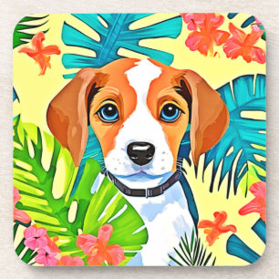 Porta-copo Cachorro Brilhante com Flores