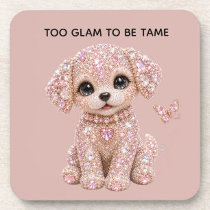 Porta-copo Cachorro de Cristal Rosa Fofo