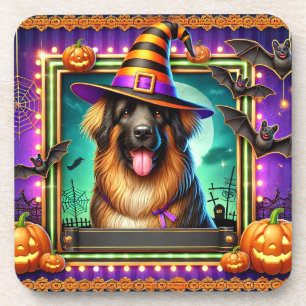 Porta-copo Cachorro de Halloween com Chapéu de Bruxa
