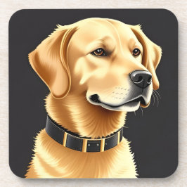 Porta-copo Cachorro ouro que Veste uma coleira de couro