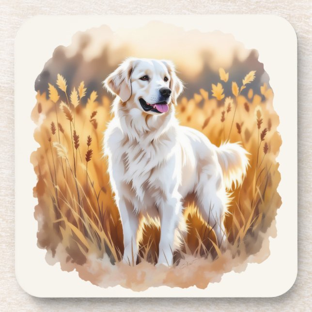 Porta-copo Cachorro Retriever Golden Branco (Frente)
