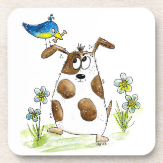 Porta-copo Cachorro Spotado com Pássaro