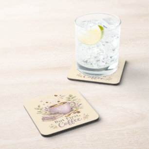 Porta-copo Café Aquarela Lavanda Aconchegante