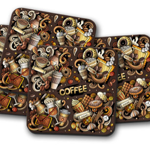 Porta-copo Café Castanho   Conjunto de Portas copos de café