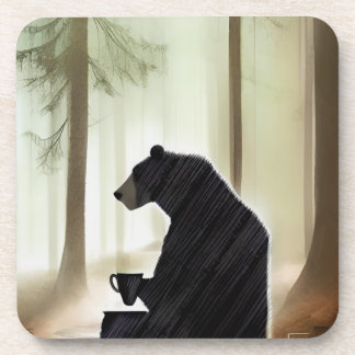 Porta-copo Café de Bebendo de Urso na Floresta