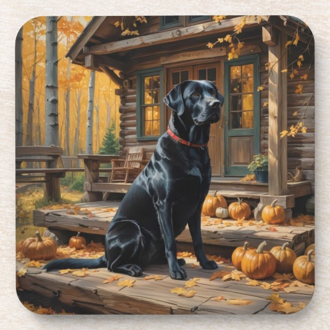 Porta-copo Café preto Labrador Retriever Log Cabine (Frente)