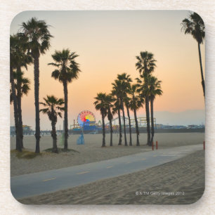 Porta-copo Cais dos EUA, Califórnia, Santa Monica no por do