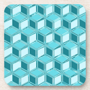 Porta-copo Caixas 3D cromadas - turquesa / água-marinha