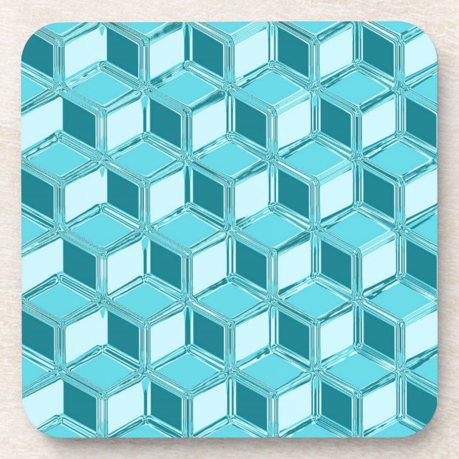 Porta-copo Caixas 3D cromadas - turquesa / aqua (Frente)