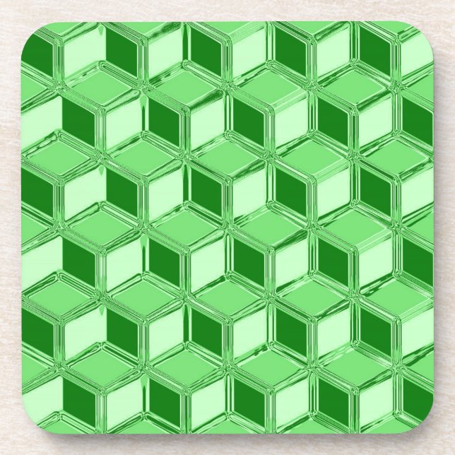 Porta-copo Caixas 3d cromo - esmeraldo verde (Frente)