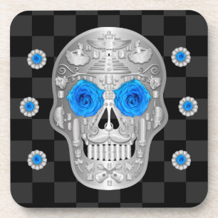 Porta-copo Calavera (Rosa Azul) Coaster das Bebidas