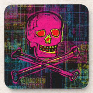 Porta-copo Calavera, Vermelha e Arte Negra Negra
