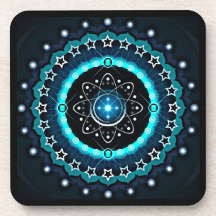 Porta-copo Caleidoscópio Mandala com fundo preto