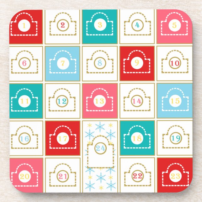 Porta-copo Calendário Avançado de natais vintages (Frente)