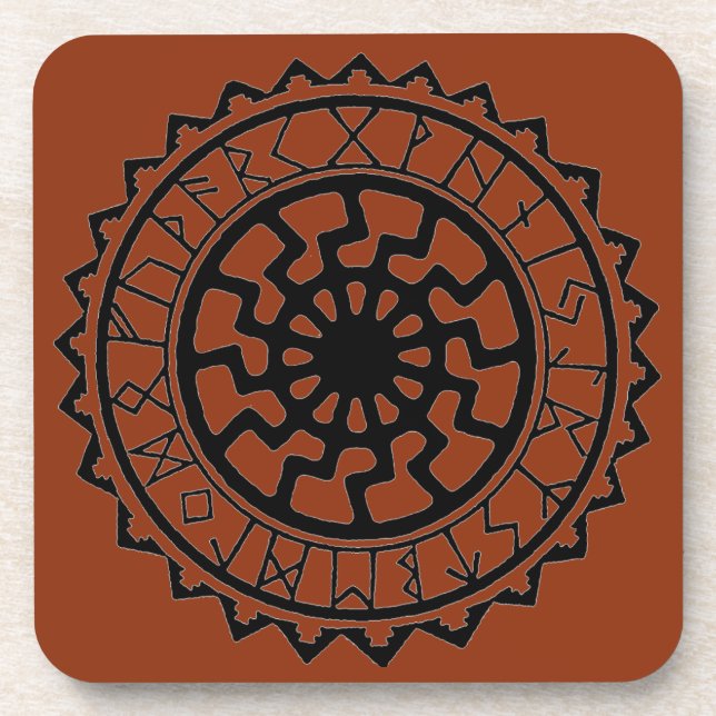Porta-copo Calendário Rúnico Solar Celta Viking (Frente)